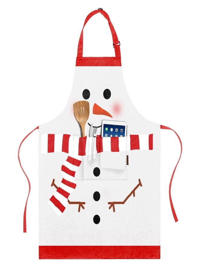 BOHARERS Cute Christmas Apron White Scarf Snowman Aprons for Kitchen Adjustable Waistband Christmas Gift - Image 1