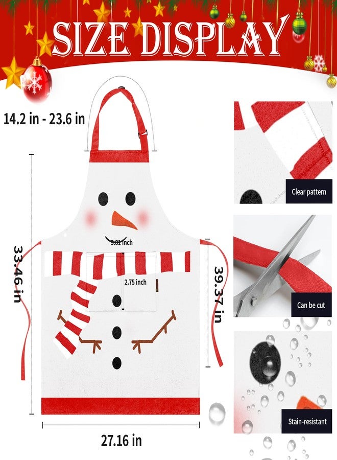 BOHARERS Cute Christmas Apron White Scarf Snowman Aprons for Kitchen Adjustable Waistband Christmas Gift - Image 5