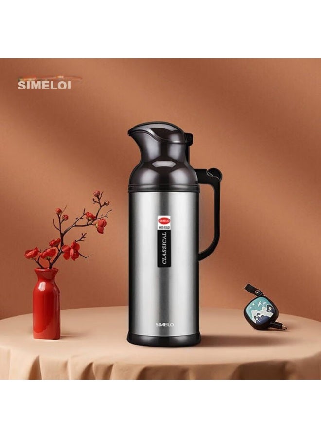 Simelo Insulated Thermos, Stainless Steel Hot Water Bottle, Glass Inner Liner, Kettle, New Beijing Warm Pot, 2000ml, Natural Color - Image 1