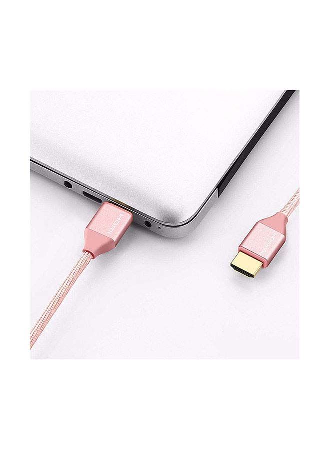 NIBEMINENT Zinc Alloy Nylon Braided HDMI 2.0 4K x 2K Cable Rose Gold - Image 4