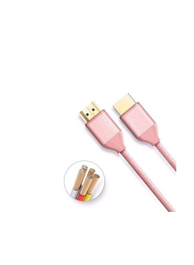 NIBEMINENT Zinc Alloy Nylon Braided HDMI 2.0 4K x 2K Cable Rose Gold - Image 2