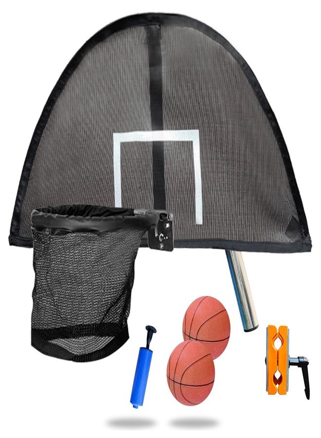 Jump Tastic Trampoline Trampoline Basketball Hoop, Lightweight Universal Board with 2 Pcs Mini Basketball and Pump, Easy to Assemble Fit for Curved Pole or Straight Pole - Image 1