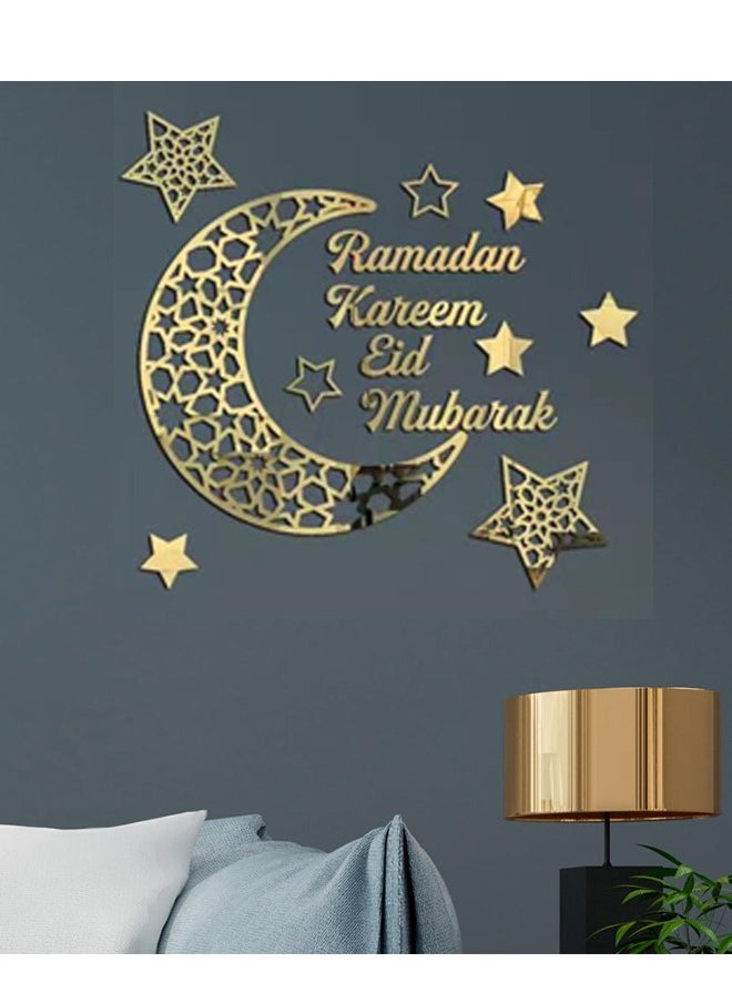HOMESTAR High Quality Ethnic Inspired Crescent Moon and Star Acrylic Mirror Wall Stickers Self - Adhesive Perfect for Festive Ramadan Home Decor in Living and Bedroom Spaces  - Image 1