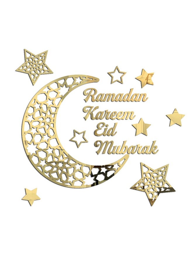 HOMESTAR High Quality Ethnic Inspired Crescent Moon and Star Acrylic Mirror Wall Stickers Self - Adhesive Perfect for Festive Ramadan Home Decor in Living and Bedroom Spaces  - Image 3