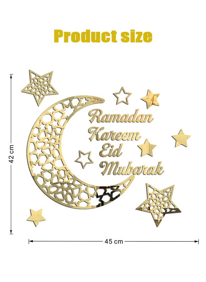 HOMESTAR High Quality Ethnic Inspired Crescent Moon and Star Acrylic Mirror Wall Stickers Self - Adhesive Perfect for Festive Ramadan Home Decor in Living and Bedroom Spaces  - Image 4