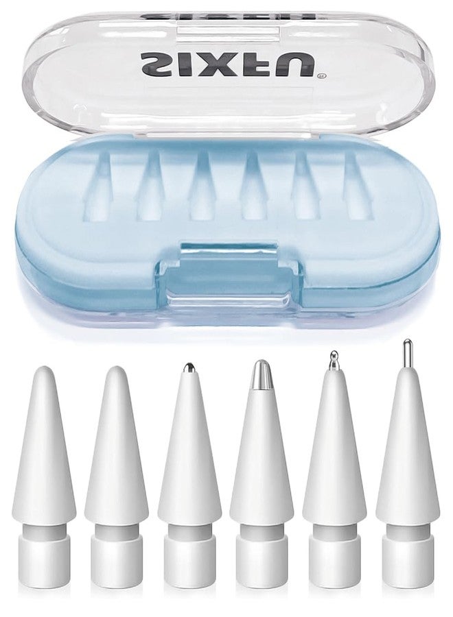 SIXFU Nib Tips for Apple Pencil Tips, Apple Pencil Pro Tips Set, Professional Sturdy Apple Pen Tips Replacement with Blue Case Accessories Compatible with iPad Pencil 2/1 USB C Tips(6 PCS) - Image 1