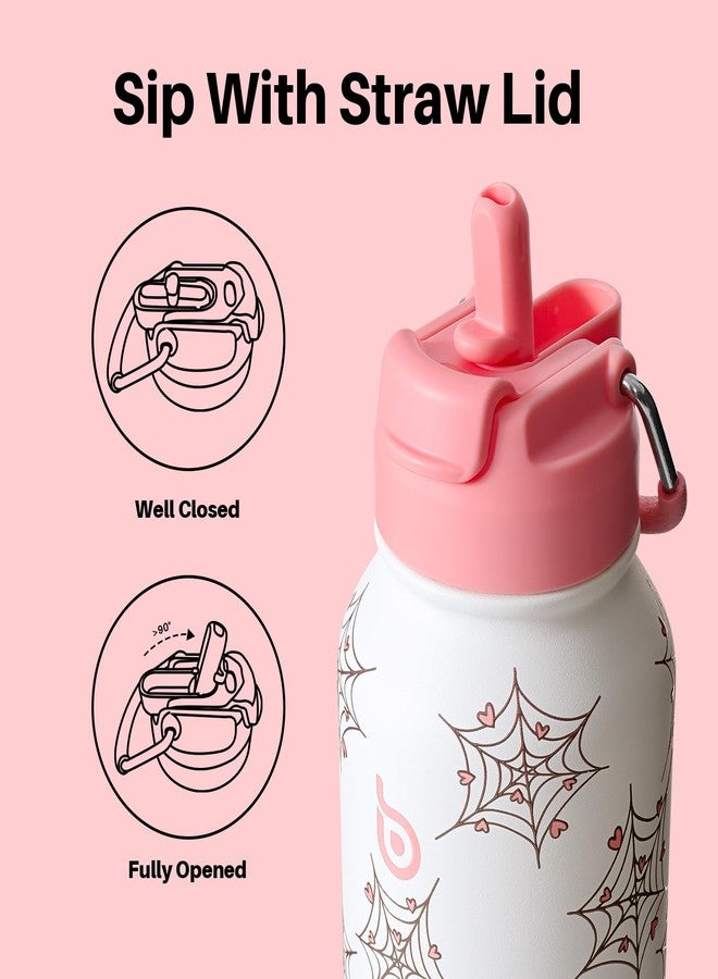 BOTTLE BOTTLE 32oz Insulated Water Bottle Stainless Steel Sport Water Bottle with Straw Dual-use Lid Design for Gym with Pill Box(Cupid Web) - Image 2