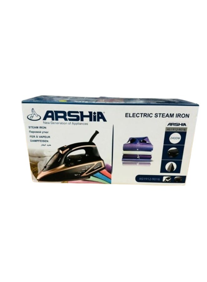 Arshia Steam Iron Arshia, 2400 Watt, 400ml Glass Tank, AS1912-9016 - Black - Image 3