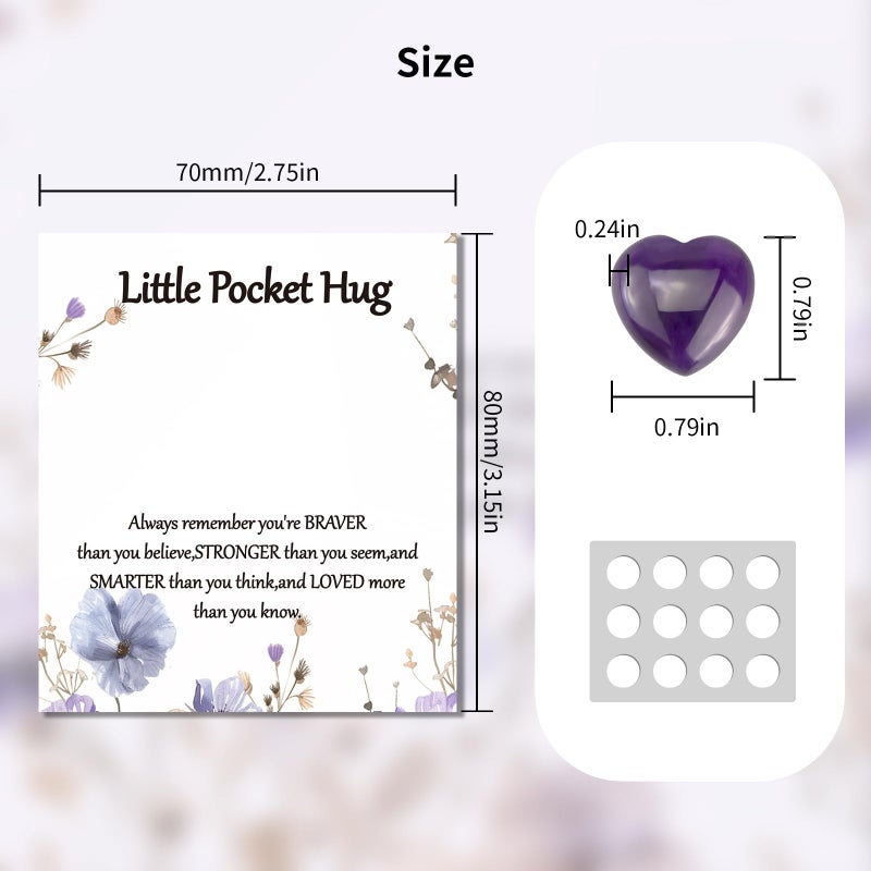 Clearain 40 Sets Bulk Little Heart Rocks Worry Stones Pocket Hug Token Gift Card for Friends Funeral Celebration of Life Favors Encouragement Gifts for Women Adults Party Favors - Image 4