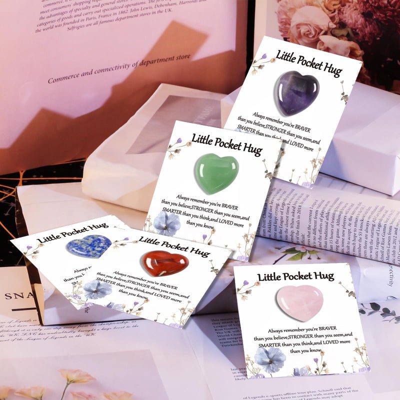Clearain 40 Sets Bulk Little Heart Rocks Worry Stones Pocket Hug Token Gift Card for Friends Funeral Celebration of Life Favors Encouragement Gifts for Women Adults Party Favors - Image 2
