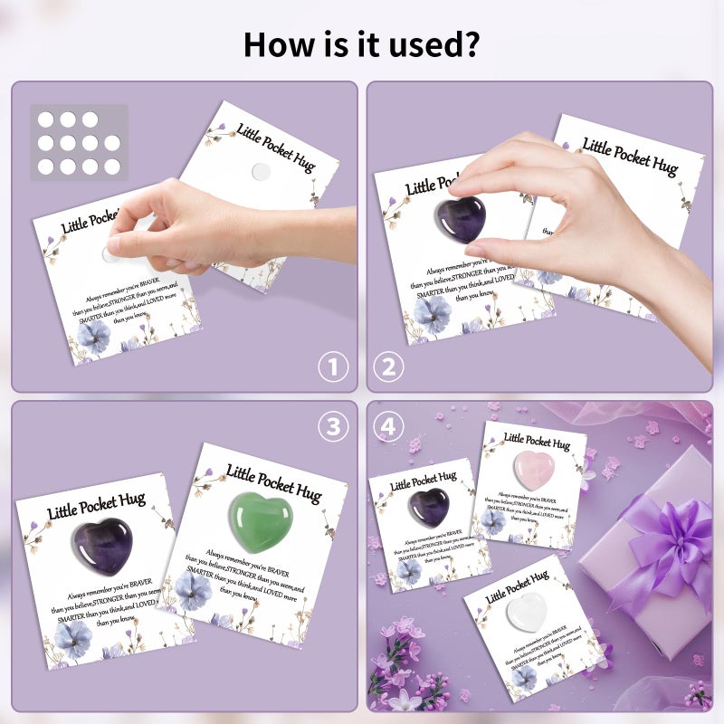 Clearain 40 Sets Bulk Little Heart Rocks Worry Stones Pocket Hug Token Gift Card for Friends Funeral Celebration of Life Favors Encouragement Gifts for Women Adults Party Favors - Image 5