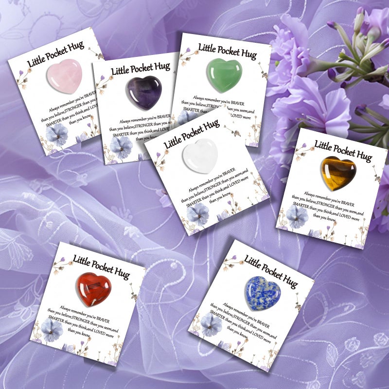 Clearain 40 Sets Bulk Little Heart Rocks Worry Stones Pocket Hug Token Gift Card for Friends Funeral Celebration of Life Favors Encouragement Gifts for Women Adults Party Favors - Image 3