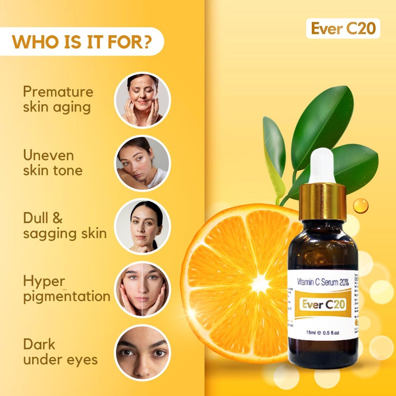 Salve Ever c20 Vitamin C Anti Ageing Beauty Serum for Skin Whitening - 15 ml (Pack of 3) - Image 4