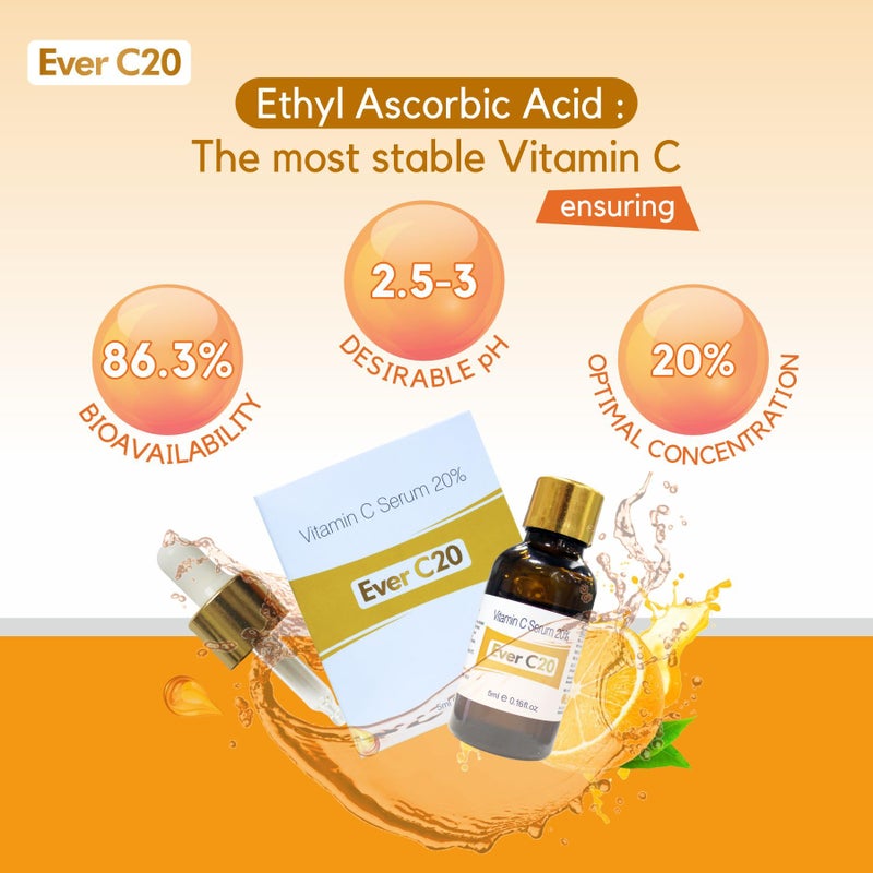 Salve Ever c20 Vitamin C Anti Ageing Beauty Serum for Skin Whitening - 15 ml (Pack of 3) - Image 2