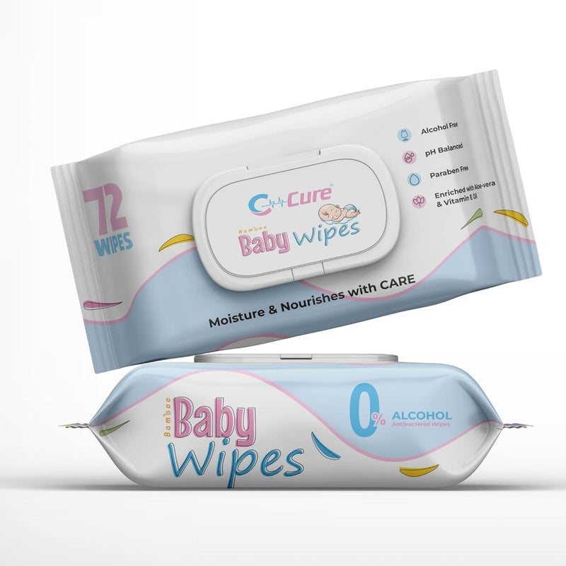 C-Cure CCure Natual Baby Wipes Alcohol Paraben Free With Goodness of Aloevera and Vitamin E Oil Extra Soft Moisturizing Wet Wipes With Lid Gentle Baby Wipes Pack of 3216 Wipes - Image 1