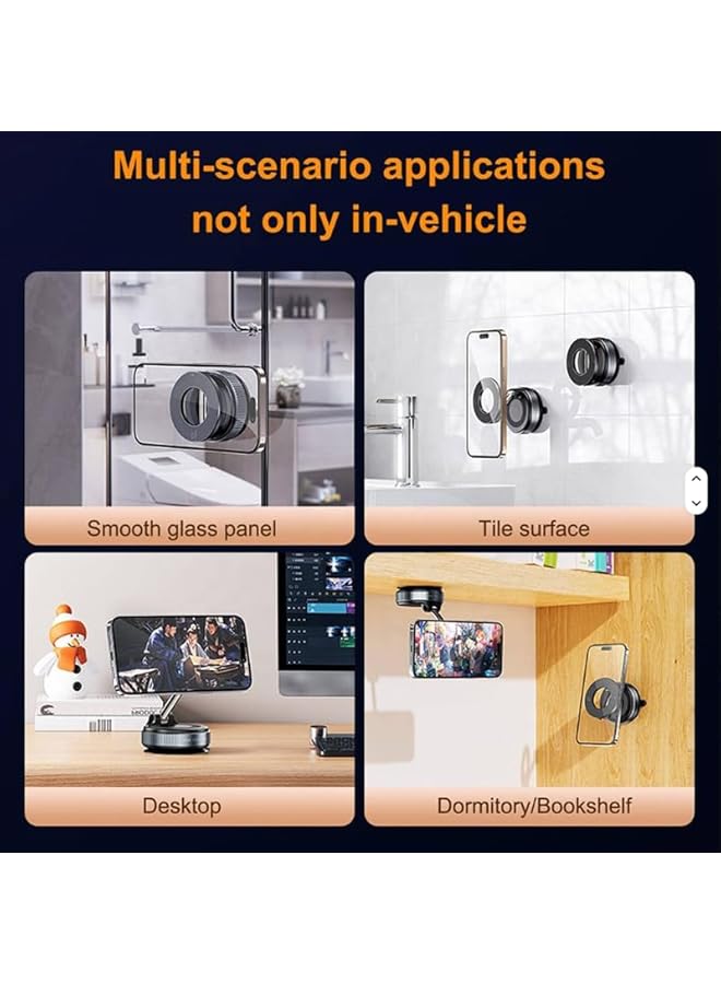 S-TOP Magnetic Car Phone Holder – 360° Rotatable Suction Mount for Dashboard & Windshield, Strong Magnetic Grip, Compatible with MagSafe iPhones & All Smartphones,Hands-Free stand for navigation (Black) - Image 3