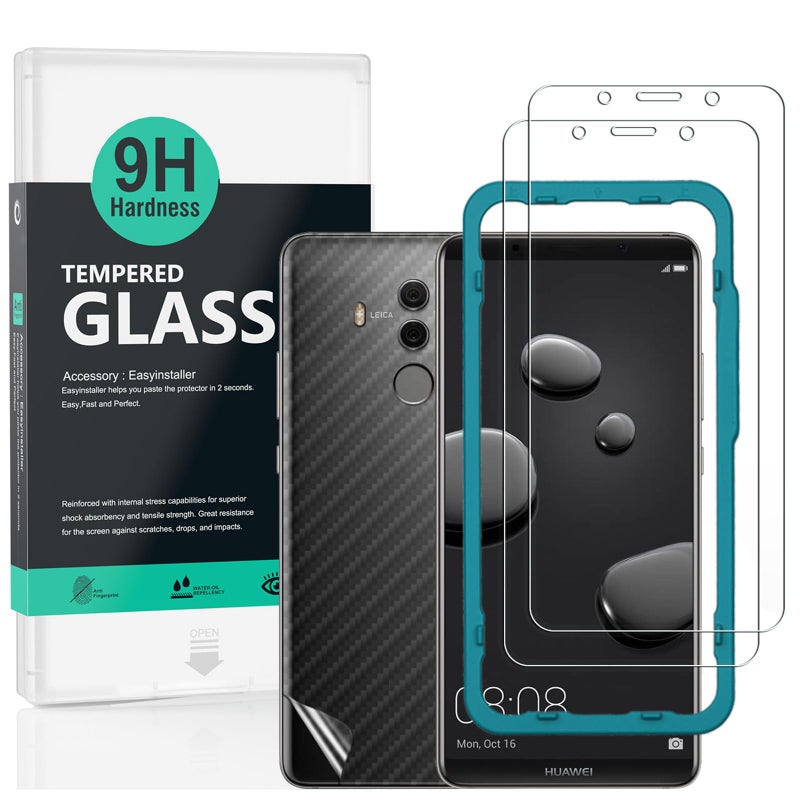 Ibywind Screen Protector For Huawei Mate10 Prowith 2Pcs Tempered Glass1Pc Backing Carbon Fiber Film Fingerprint ReaderEasy to install - Image 2