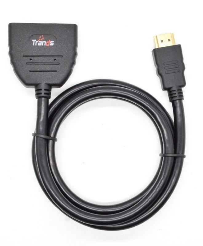 تراندز كيبل HDMI تراندز 1 إلى 2 مقسم ذكر إلى أنثى 1 متر محول HDMI عالي السرعة يدعم الصوت والصورة لتوصيل شاشتين من جهاز واحد مناسب للتلفاز والشاشات وأجهزة العرض تصميم متين اتصال ثابت وجودة عالية - Image 2