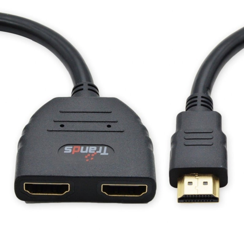 تراندز كيبل HDMI تراندز 1 إلى 2 مقسم ذكر إلى أنثى 1 متر محول HDMI عالي السرعة يدعم الصوت والصورة لتوصيل شاشتين من جهاز واحد مناسب للتلفاز والشاشات وأجهزة العرض تصميم متين اتصال ثابت وجودة عالية - Image 4