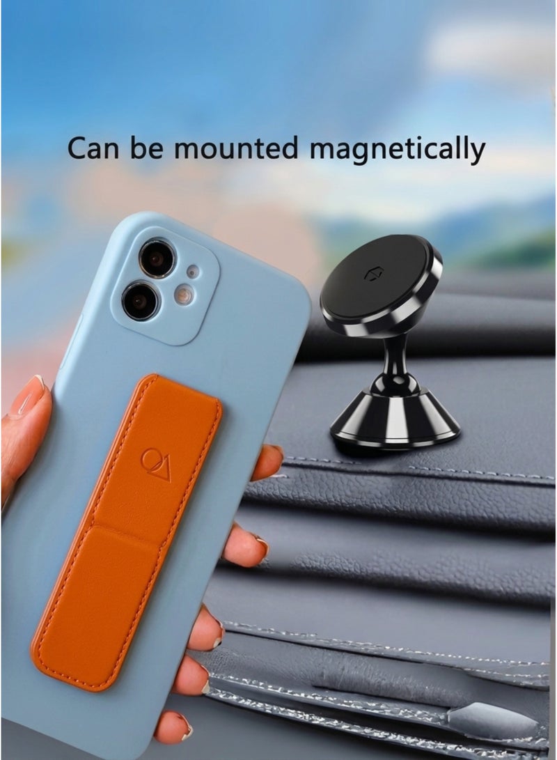 KAKUSIGA Magnetic Mobile Phone Holder Lazy Multi-functional Vertical And Horizontal Stand Foldable Back Stick Mobile Phone Stand | Orange - Image 3