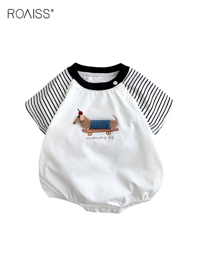 رويس رومبر أطفال رضع، جمبسوت أطفال بأكمام قصيرة مع إغلاق بمزلاج، قطعة واحدة مريحة للأولاد الصغار، ملابس صيفية رائعة لحديثي الولادة - Image 1