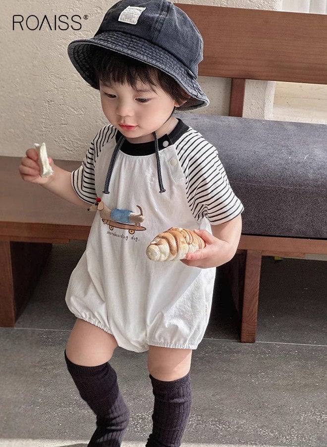 رويس رومبر أطفال رضع، جمبسوت أطفال بأكمام قصيرة مع إغلاق بمزلاج، قطعة واحدة مريحة للأولاد الصغار، ملابس صيفية رائعة لحديثي الولادة - Image 4