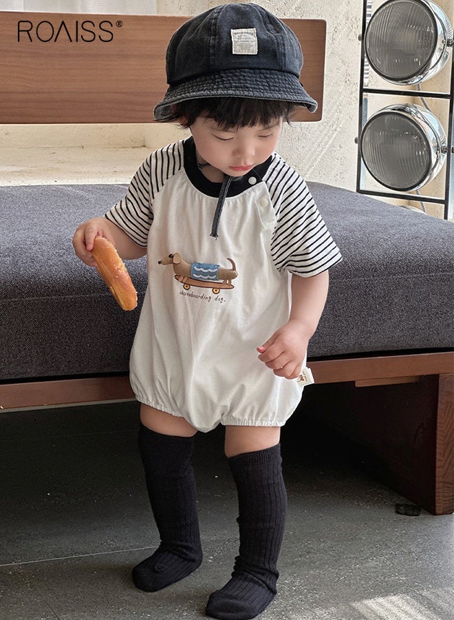 رويس رومبر أطفال رضع، جمبسوت أطفال بأكمام قصيرة مع إغلاق بمزلاج، قطعة واحدة مريحة للأولاد الصغار، ملابس صيفية رائعة لحديثي الولادة - Image 2