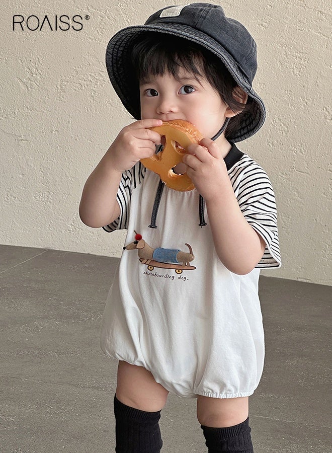 رويس رومبر أطفال رضع، جمبسوت أطفال بأكمام قصيرة مع إغلاق بمزلاج، قطعة واحدة مريحة للأولاد الصغار، ملابس صيفية رائعة لحديثي الولادة - Image 3