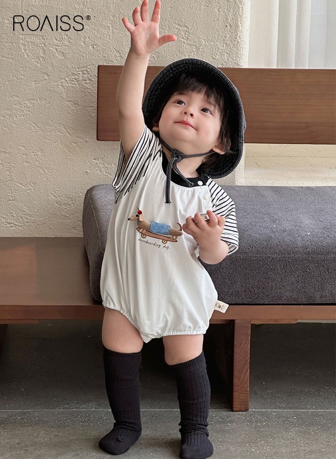 رويس رومبر أطفال رضع، جمبسوت أطفال بأكمام قصيرة مع إغلاق بمزلاج، قطعة واحدة مريحة للأولاد الصغار، ملابس صيفية رائعة لحديثي الولادة - Image 5