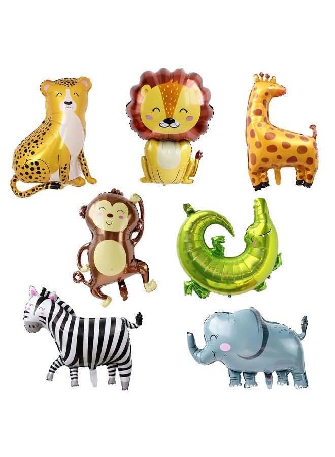 CHengQiSM 7 Pack Jungle Balloons Safari Animal Balloons Mylar Aluminum Foil Balloons Animal Balloons Jungle Safari Jungle Animal Balloons Jungle Theme Balloons Party Animal Balloons For Birthday Party For Kids - Image 1