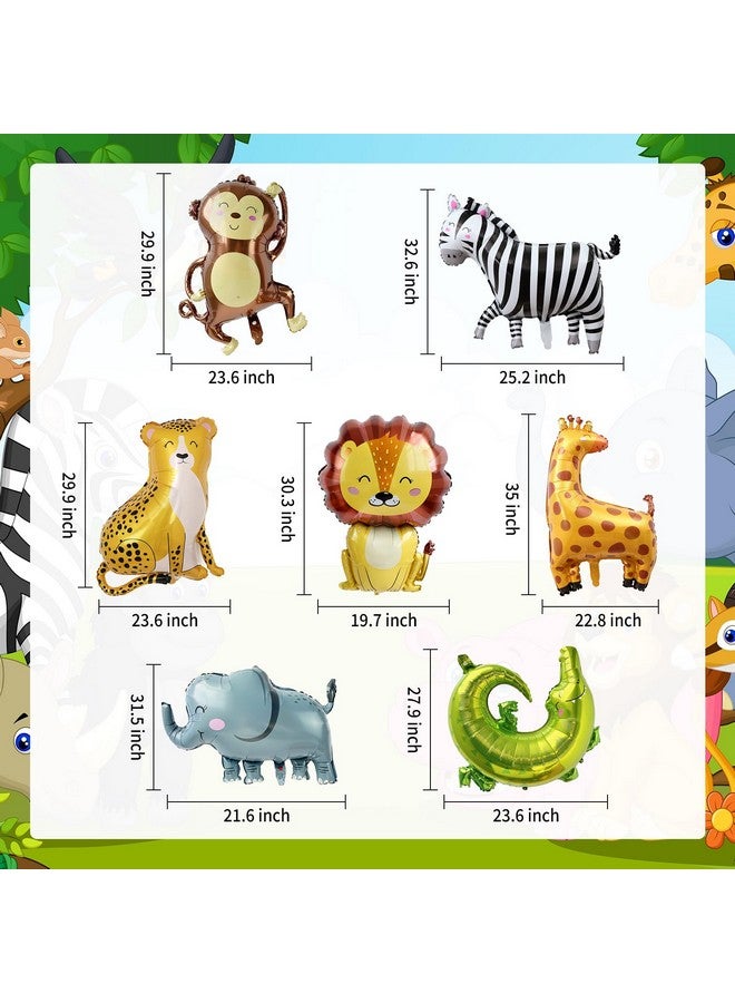 CHengQiSM 7 Pack Jungle Balloons Safari Animal Balloons Mylar Aluminum Foil Balloons Animal Balloons Jungle Safari Jungle Animal Balloons Jungle Theme Balloons Party Animal Balloons For Birthday Party For Kids - Image 2