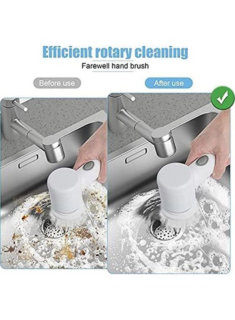 5 in 1 Magic Brush with 2 Brush Heads Charging Cord and Stand for Home Kitchen wash Basin Bath Shower Sink Carpet Tiles Pack of 1 - Image 4