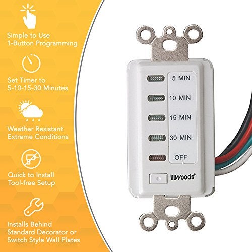 Woods مؤقت عد تنازلي رقمي ديكورا 30 دقيقة من وودز 59007WD في الجدار - Image 3