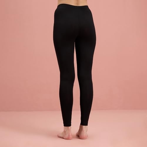 NYKD (NYOE06 Ultra Light & Soft Leggings Thermal Wear for Women | High Rise Slim & Snug Fit Ankle Length Winter Warmer | Highly Insulating Microfibre Pants that Stay Hidden Under Clothes – Black - Image 5
