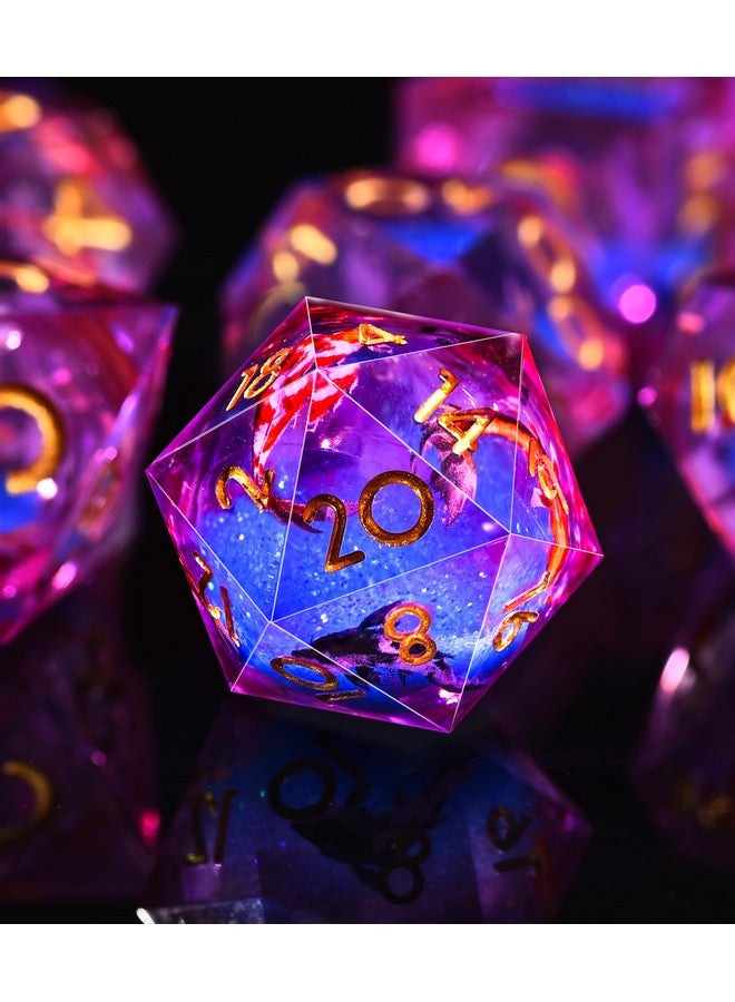 Austor Glow in The Dark Koi Fish Resin Polyhedral Dice Set - 7 Die Sharp Edge Handmade Role Playing Dice for Dungeons and Dragons RPG, MTG Table Games - Image 4
