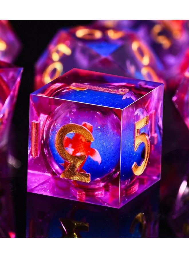 Austor Glow in The Dark Koi Fish Resin Polyhedral Dice Set - 7 Die Sharp Edge Handmade Role Playing Dice for Dungeons and Dragons RPG, MTG Table Games - Image 3