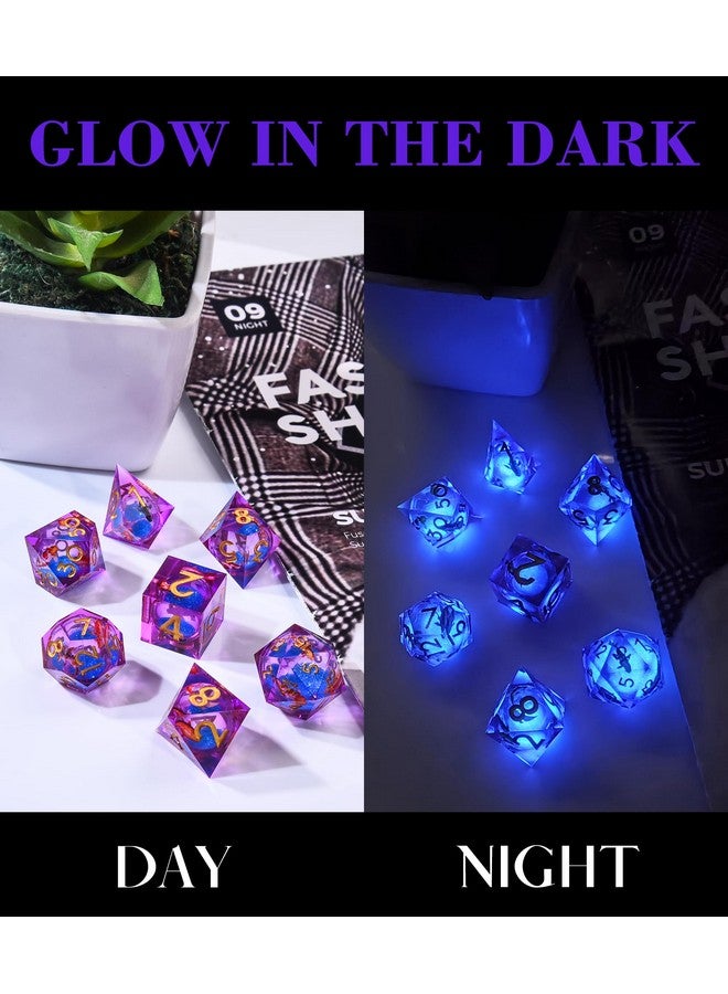 Austor Glow in The Dark Koi Fish Resin Polyhedral Dice Set - 7 Die Sharp Edge Handmade Role Playing Dice for Dungeons and Dragons RPG, MTG Table Games - Image 2