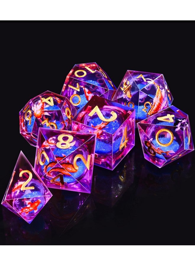 Austor Glow in The Dark Koi Fish Resin Polyhedral Dice Set - 7 Die Sharp Edge Handmade Role Playing Dice for Dungeons and Dragons RPG, MTG Table Games - Image 5