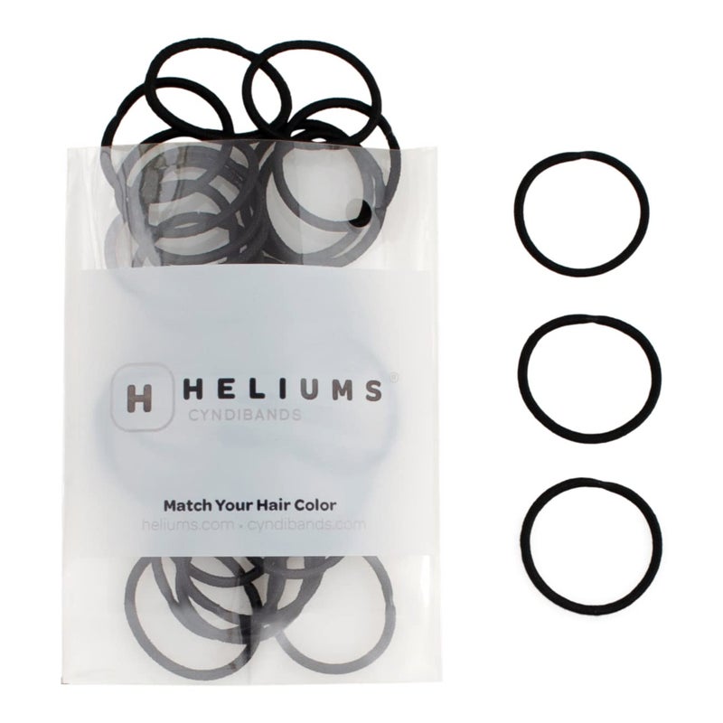 Heliums رباطات شعر هليوم الصغيرة - أسود - بدون ضرر، مصغرة 1 بوصة، مرنة قابلة لإعادة الاستخدام 2 مم للشعر الرقيق والأطفال، حوامل ذيل حصان محايدة - 48 قطعة - Image 1