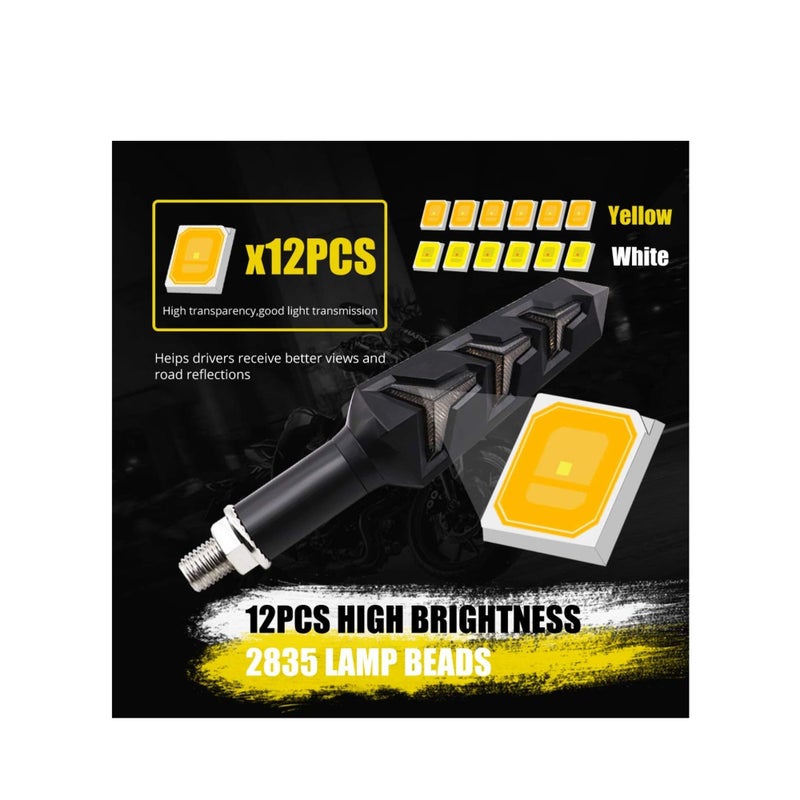 SOLARAE 2 قطعة أضواء إشارة الانعطاف للدراجة النارية شكل Y مؤشر خلفي أضواء LED للدراجات النارية أضواء متدفقة باللون الكهرماني وأضواء تشغيل نهارية بيضاء للدراجات النارية ياماها سوزوكي كاواساكي سكوتر، مقاومة للماء 12 فولت - Image 3