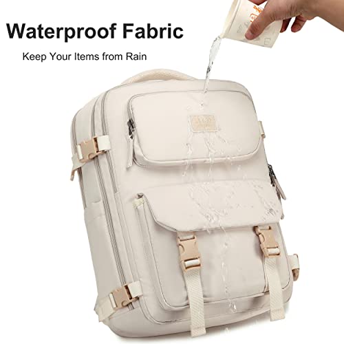 LXYGD Travel Laptop Backpack, Business Work Backpacks Large College Bookbag for Women Men Water Resistant Daypack Airline Approved Gym Bag Fits 17 Inch Notebook & Laptops - Beige - Image 5