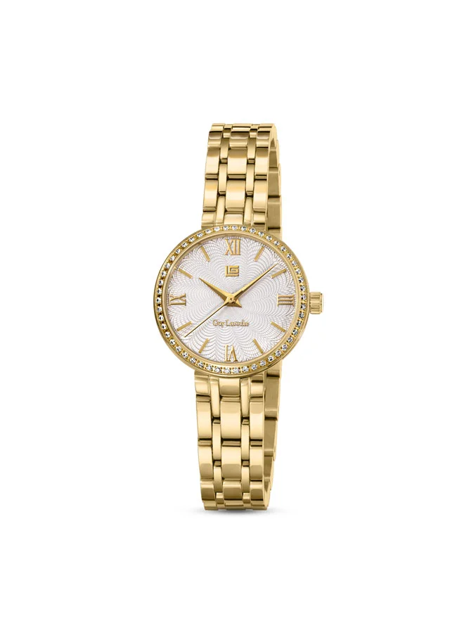 غاي لاروش Megan Yellow Gold Plated Stainless Steel Bracelet Analog Watch for Women, 24mm