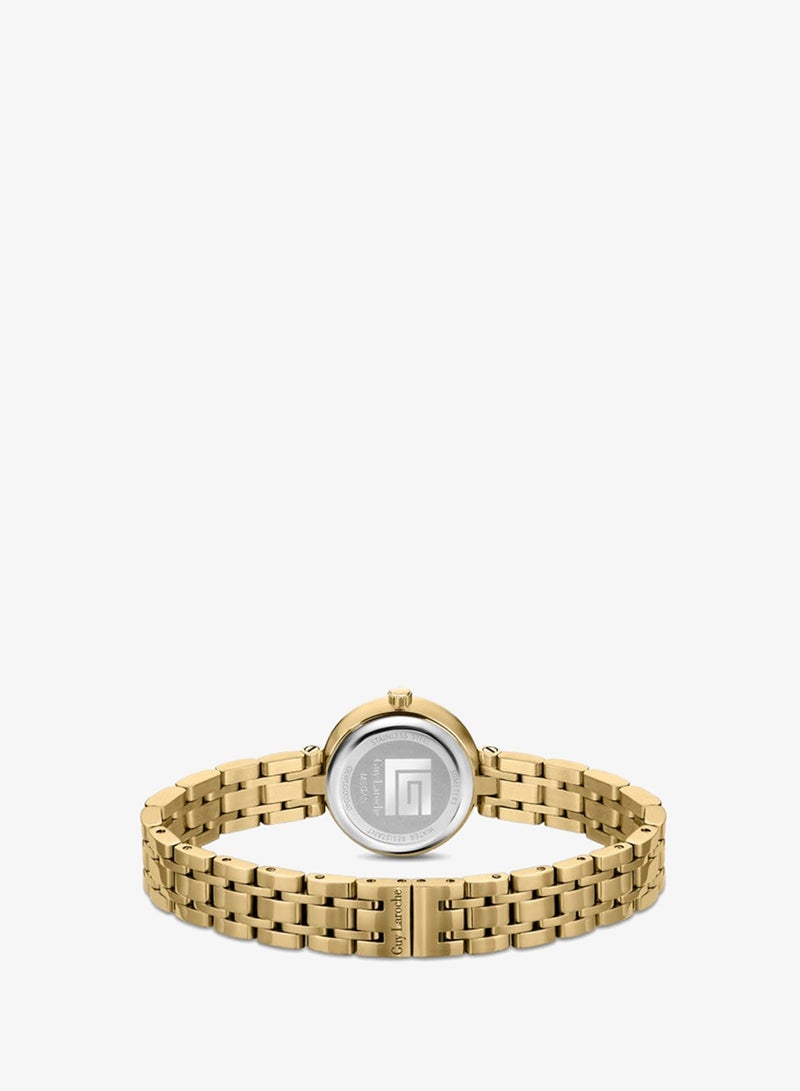 Guy Laroche Megan Yellow Gold Plated Stainless Steel Bracelet Analog Watch for Women, 24mm - Image 3