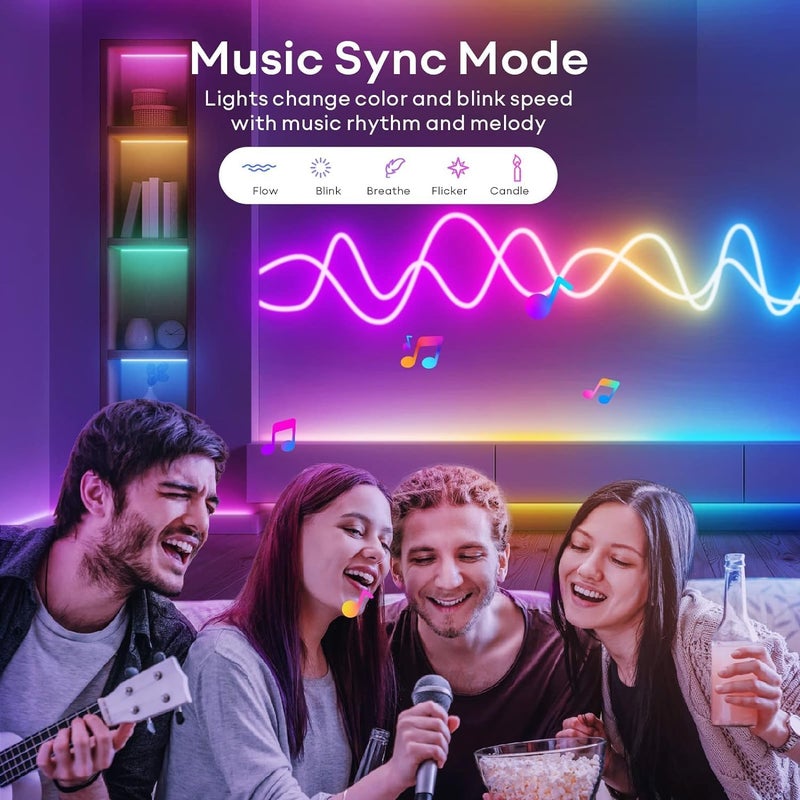 Gesto Smart RGB IC Neon LED Strip Light 5 Meter – App, Remote & Music Sync RGB Lights – Ip67 Waterproof Rope for Home Decor, Gaming, DIY Signs, Diwali Decoration – Adaptor Included - Image 3