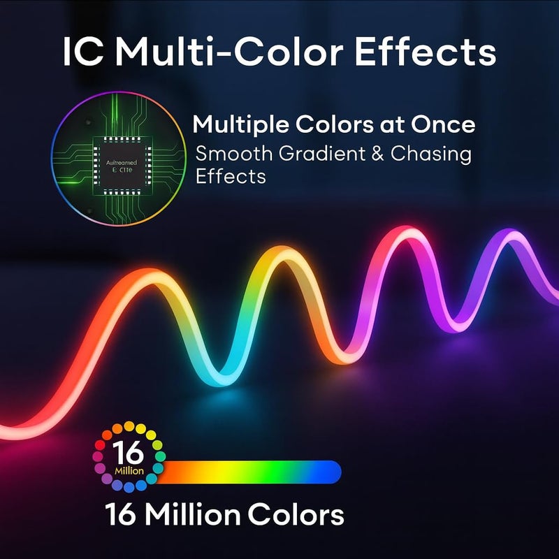 Gesto Smart RGB IC Neon LED Strip Light 5 Meter – App, Remote & Music Sync RGB Lights – Ip67 Waterproof Rope for Home Decor, Gaming, DIY Signs, Diwali Decoration – Adaptor Included - Image 5