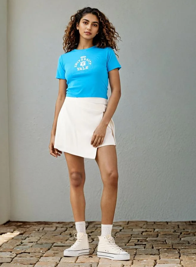 SP Characters Varsity Logo Embroidered Crop T-shirt