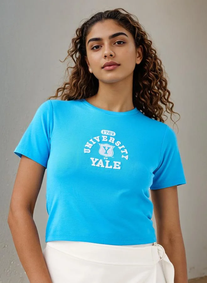 SP Characters Varsity Logo Embroidered Crop T-shirt