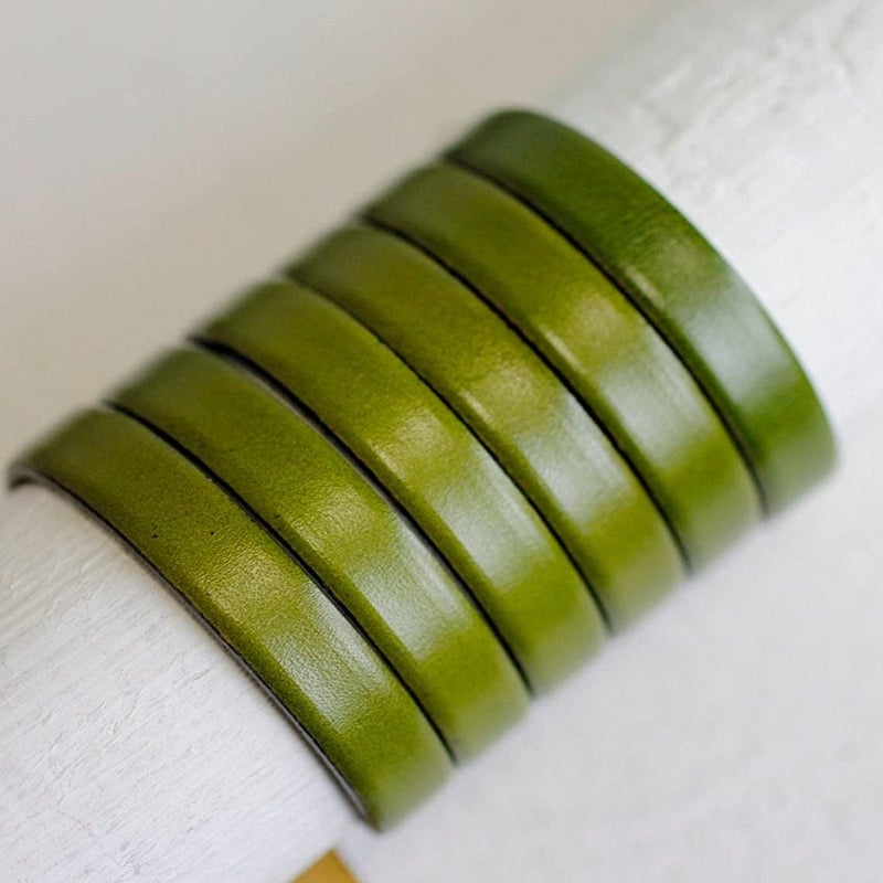 Aezzo Flat Genuine Leather Cord for Bracelet Making 3/8 in. - Real Leather Strip for Jewelry, Keychain, DIY Craft Making, Watch Band, Purse Strap, 1.1 Yard (Olivine) - Image 5