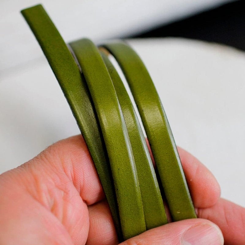 Aezzo Flat Genuine Leather Cord for Bracelet Making 3/8 in. - Real Leather Strip for Jewelry, Keychain, DIY Craft Making, Watch Band, Purse Strap, 1.1 Yard (Olivine) - Image 4
