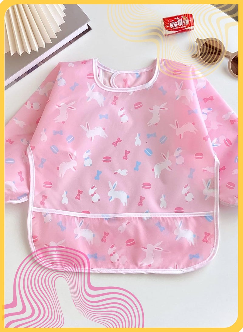 She&Little 3 Pack Long Sleeve Baby Bibs, Waterproof Full Sleeve Smock for Infant Toddler, Adjustable Back Tie, Large Catch-All Pocket, Ideal for 6-36 Months - Image 2